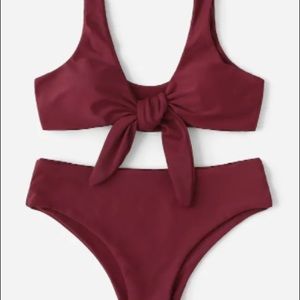 Red Bikini Set with Tie Top